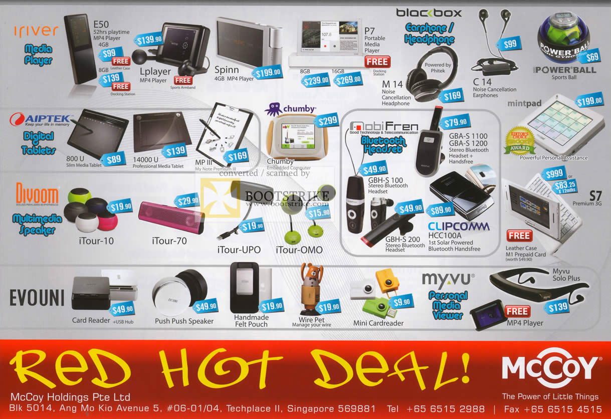 IT Show 2010 price list image brochure of Mccoy Iriver Meida Player Bloc Box Aiptek Tigital Tablets Divoom Evouni Myvu