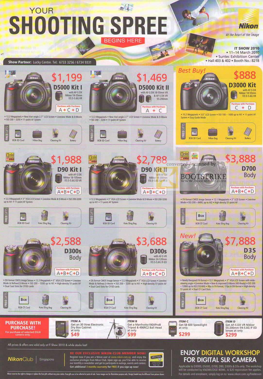 IT Show 2010 price list image brochure of Nikon Digital SLR Camera DSLR D5000 D3000 D90 D700 D300s D3S