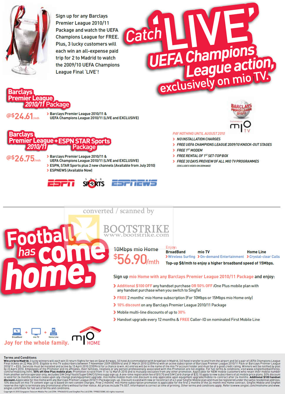 IT Show 2010 price list image brochure of Singtel Mio TV Barclays Premier League UEFA Champions League Mio Home