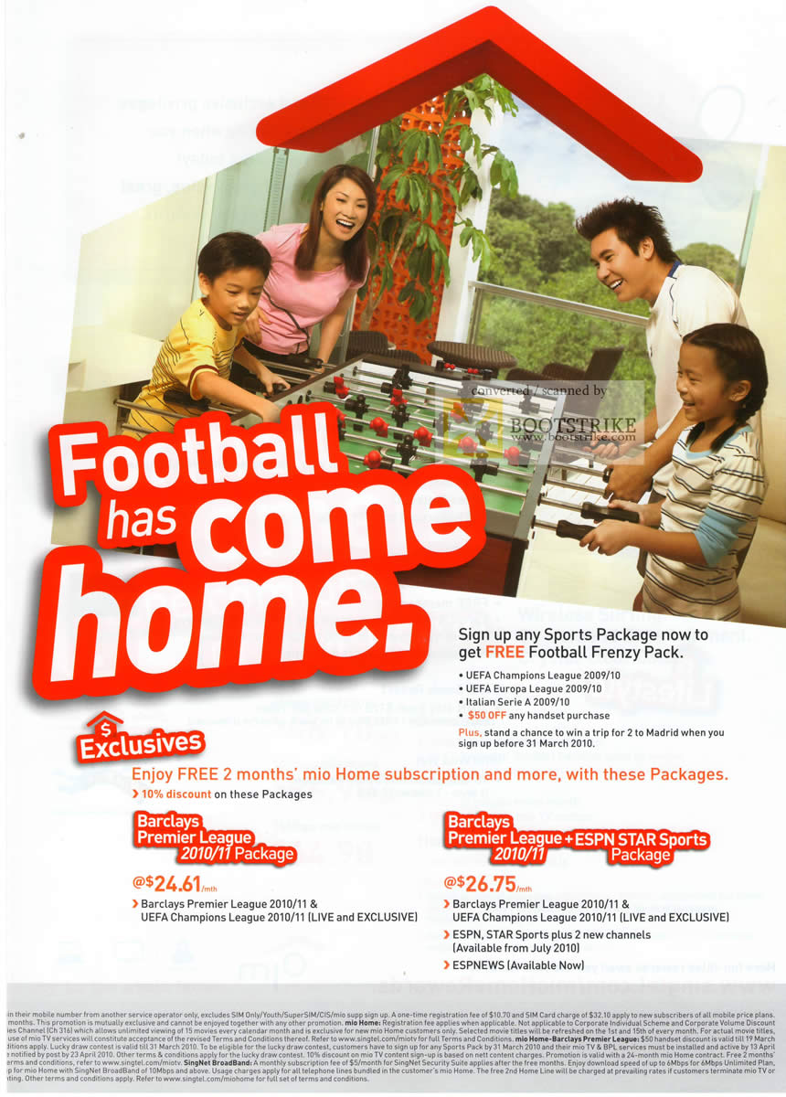 IT Show 2010 price list image brochure of Singtel Mio TV Football Sports Package Frenzy Pack Barclays Premier League ESPN Star Sports ESPNews