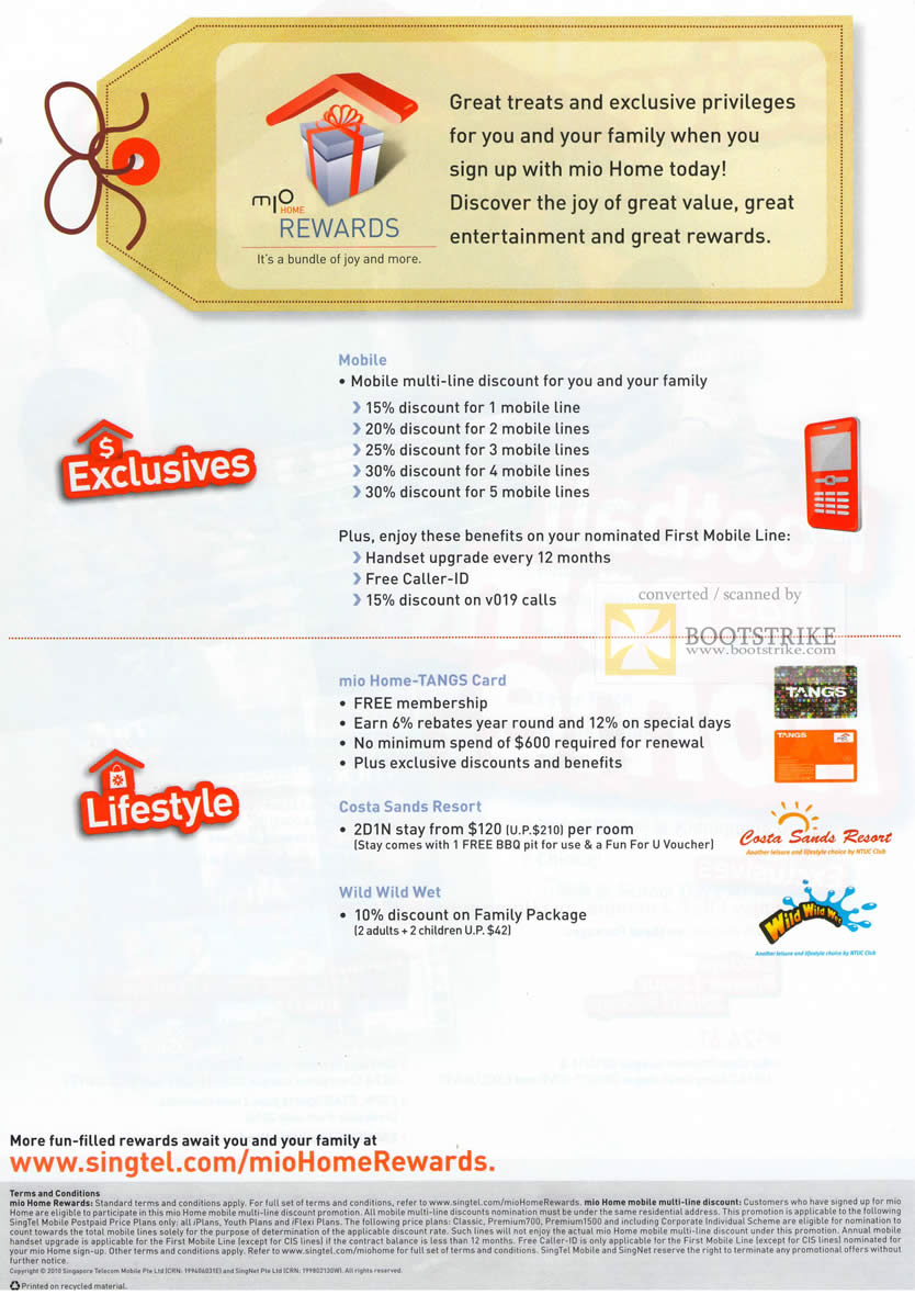 IT Show 2010 price list image brochure of Singtel Mobile Multi Line Discount Mio Home Tangs Costa Sands Wild Wild Wet