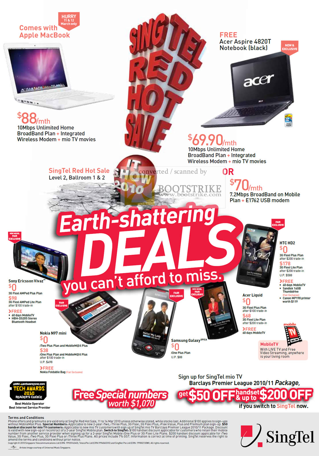 IT Show 2010 price list image brochure of Singtel Singnet Apple Macbook Acer Aspire 4820T Sony Ericsson Vivaz Nokia N97 Samsung Galaxy Acer Liquid Phones