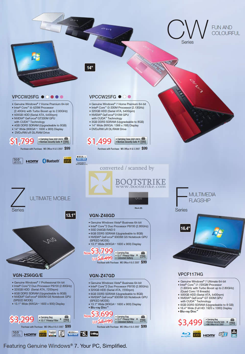 IT Show 2010 price list image brochure of Sony Vaio Notebooks CW Series VPCCW26FG VPCCW25FG Z VGN Z48GD Z56GG E Z47GD F VPCF117HG