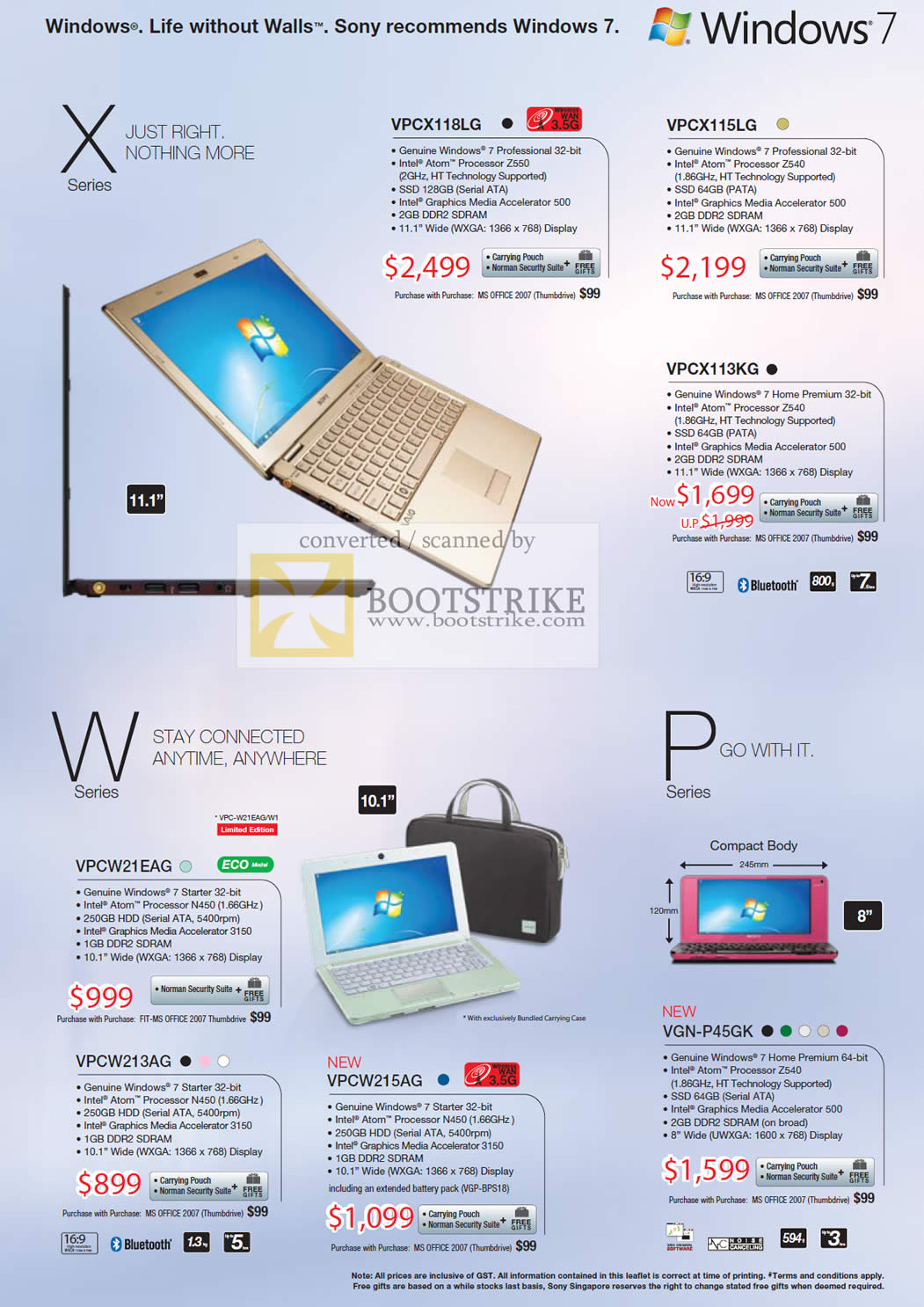 IT Show 2010 price list image brochure of Sony Vaio Notebooks X Series VPCX118LG VPCX115LG VPCX113KG W VPCW21EAG VPCW213AG VPCW215AG P VGN P45GK