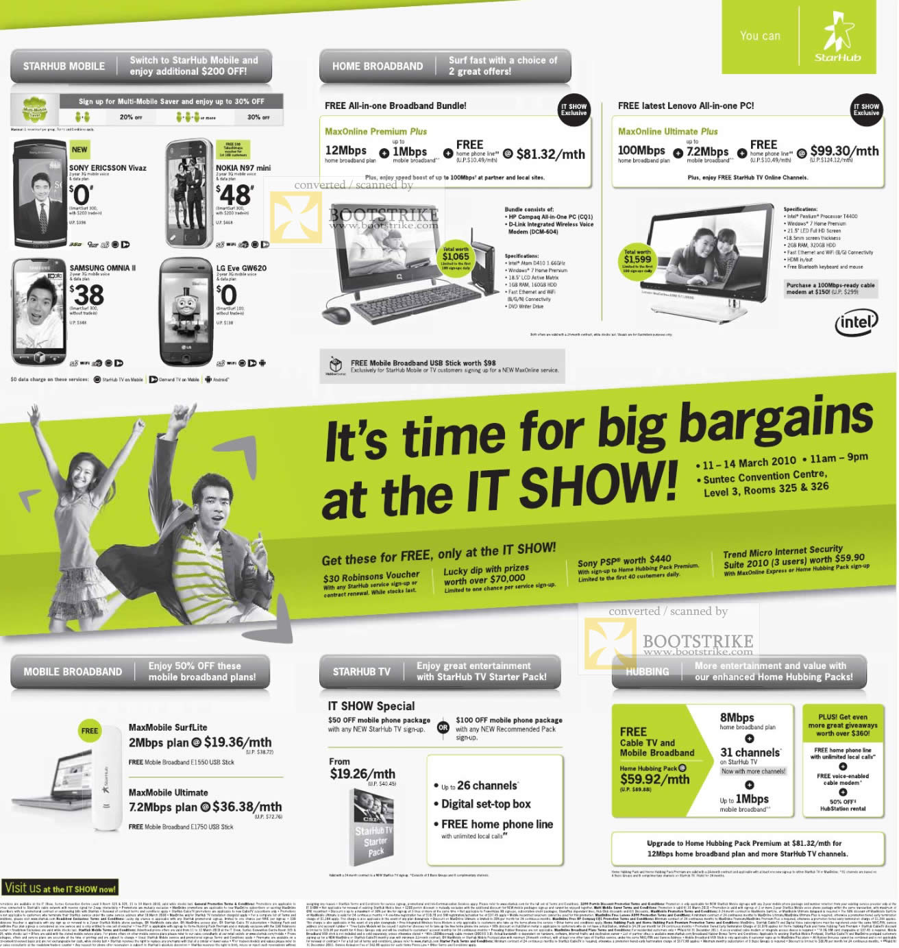 IT Show 2010 price list image brochure of Starhub Mobile Broadband HP Compaq CQ1 Lenovo Hubbing TV Sony Ericsson Samsung Omnia Nokia N97 Mini LG Eve GW620