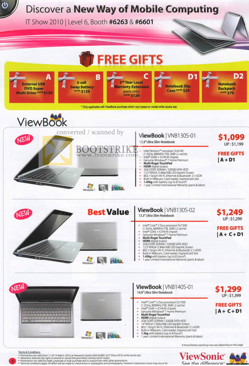 IT Show 2010 price list image brochure of Viewsonic Notebooks ViewBook VNB130S 01 02 VNB140S