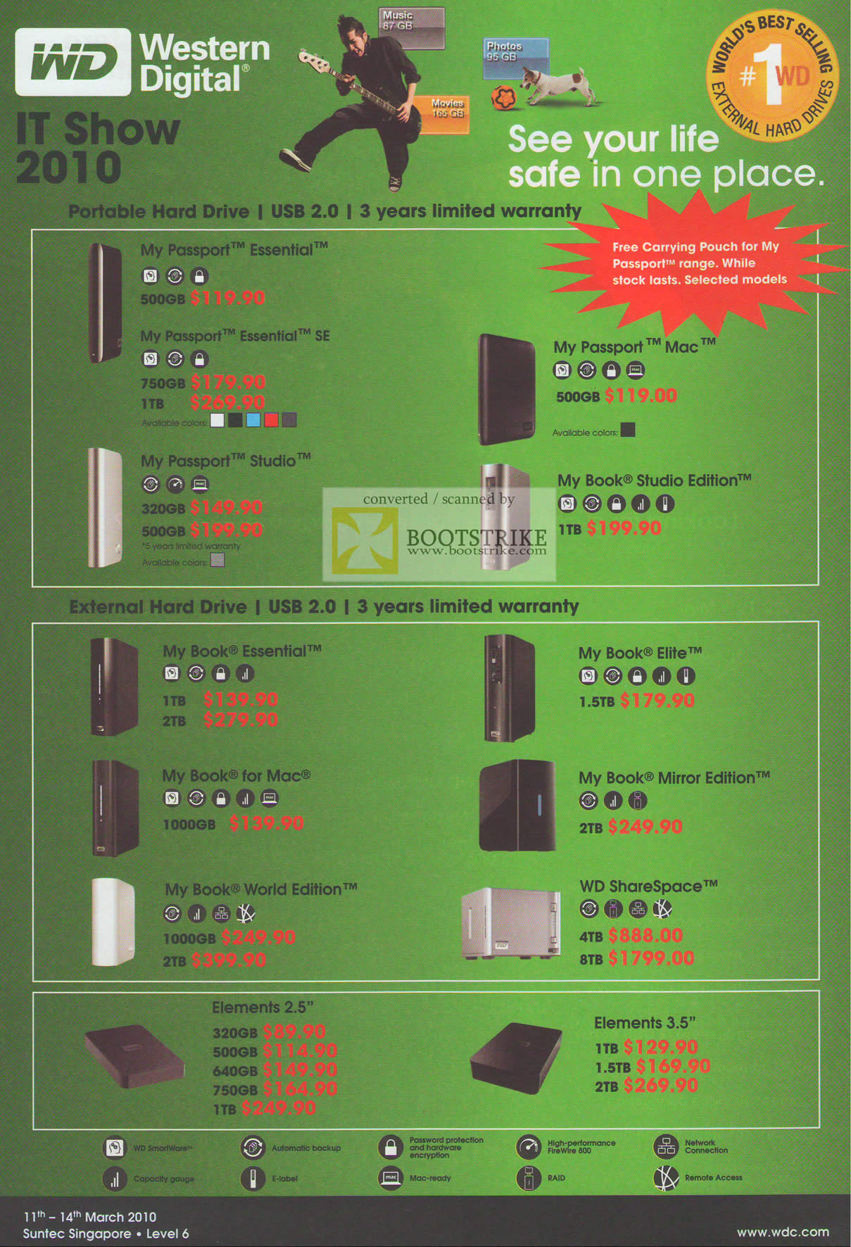 IT Show 2010 price list image brochure of WD Western Digital Passport Essential SE Mac Studio My Book Elite Mirror ShareSpace World Edition Elements