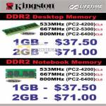 Systems Kingston DDR2 Desktop Memory Notebook Memory PC2