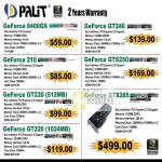 Systems Palit NVidia Geforce 8400GS 210 GT220 GT240 GTS250 GTX285