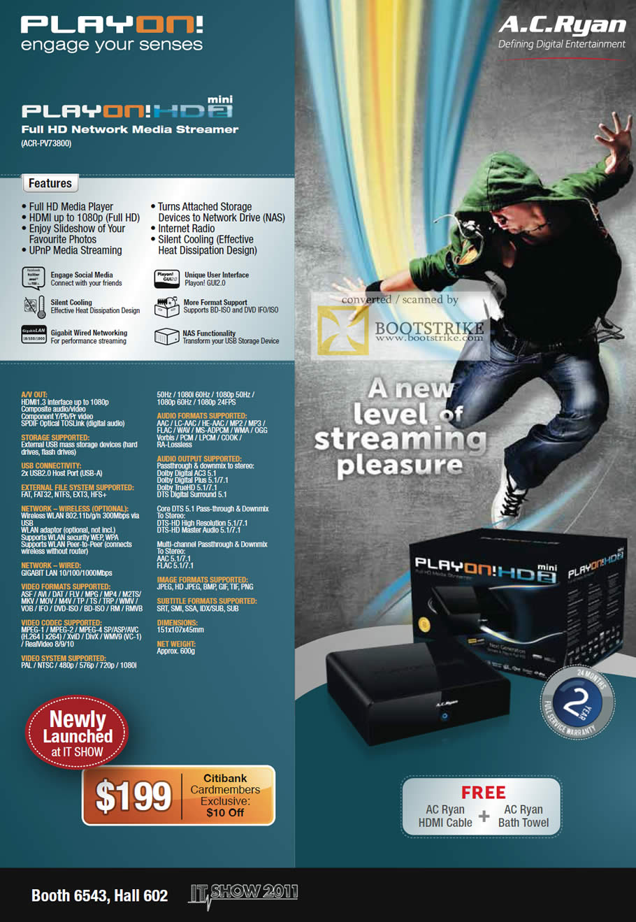 IT Show 2011 price list image brochure of AC Ryan Play On HD2 Mini ACR-PV73800 Media Player NAS