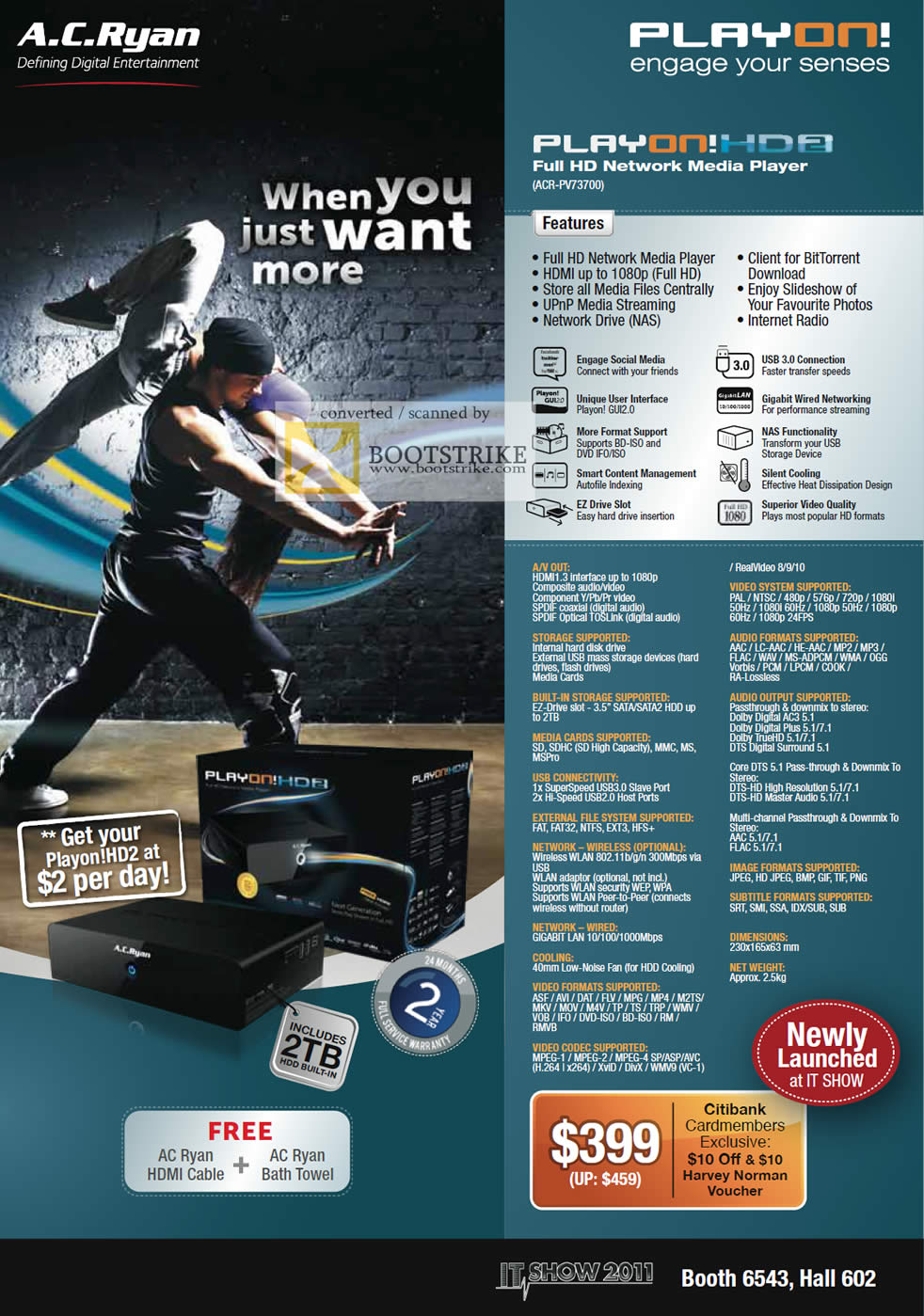 IT Show 2011 price list image brochure of AC Ryan Play On HD2 Network Media Player ACR-PV73700