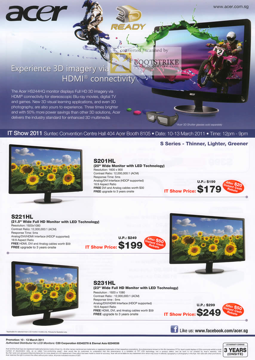 IT Show 2011 price list image brochure of Acer LED Monitors S201HL S221HL S231HL HS244HQ