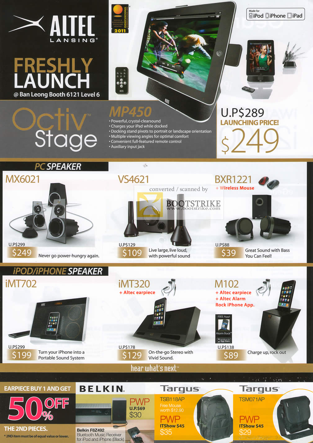 IT Show 2011 price list image brochure of Ban Leong Altec Lansing MP450 IPad Speakers MX6021 VS4621 BXR1221 IMT702 IMT320 M102