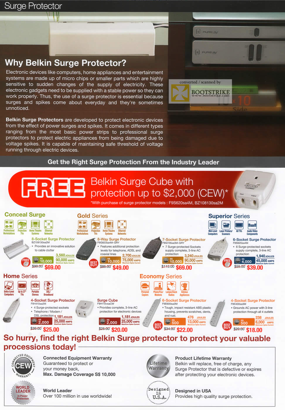 IT Show 2011 price list image brochure of Ban Leong Belkin Surge Protector Conceal Gold Superior Home Economy Cube