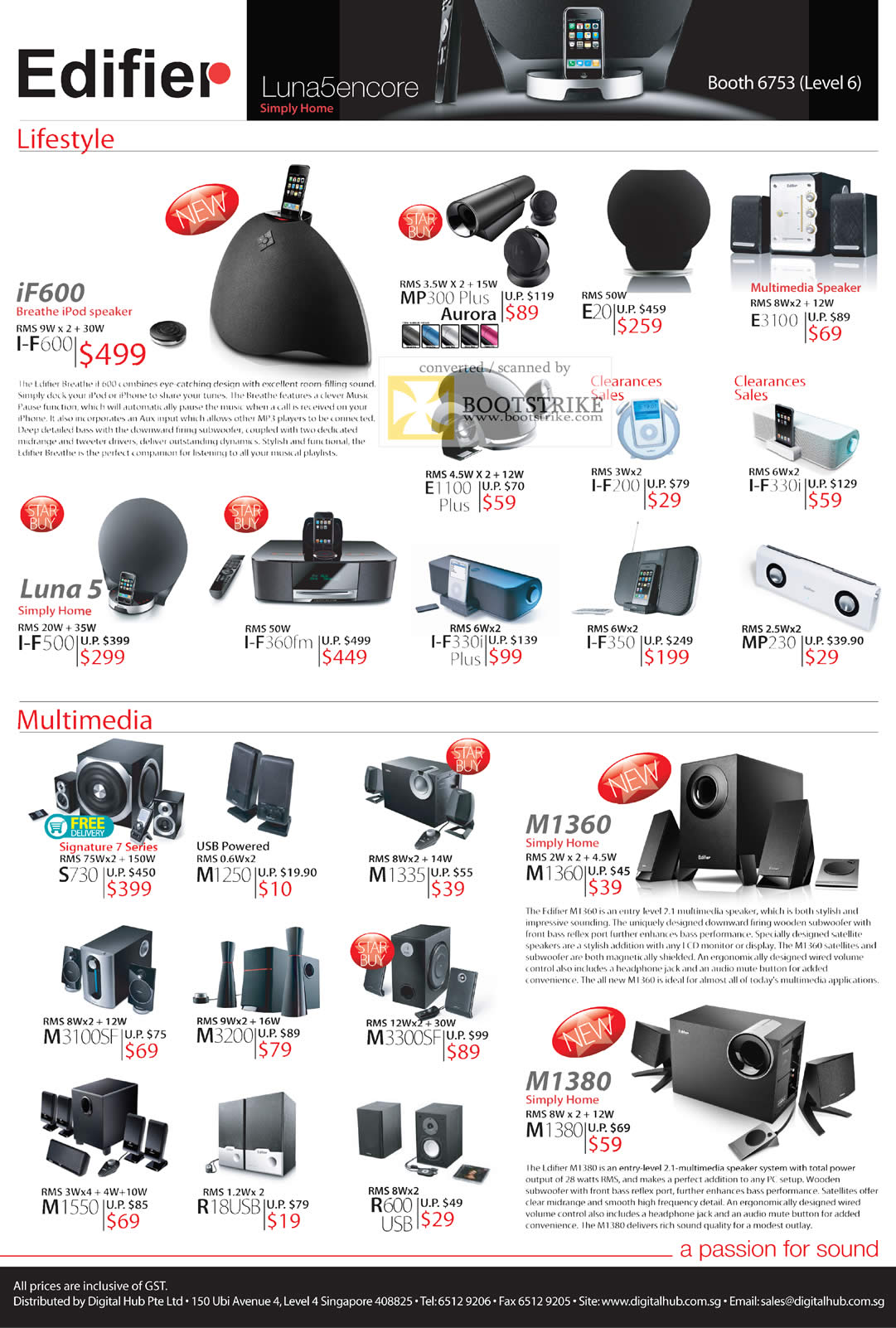 IT Show 2011 price list image brochure of Ban Leong Edifier Speakers IPod IF600 MP300 Plus E20 E3100 E1100 I-F200 I-F330i Luna 5 I-F500 Signature 7 USB M1360 M1380 M1335 M3300SF