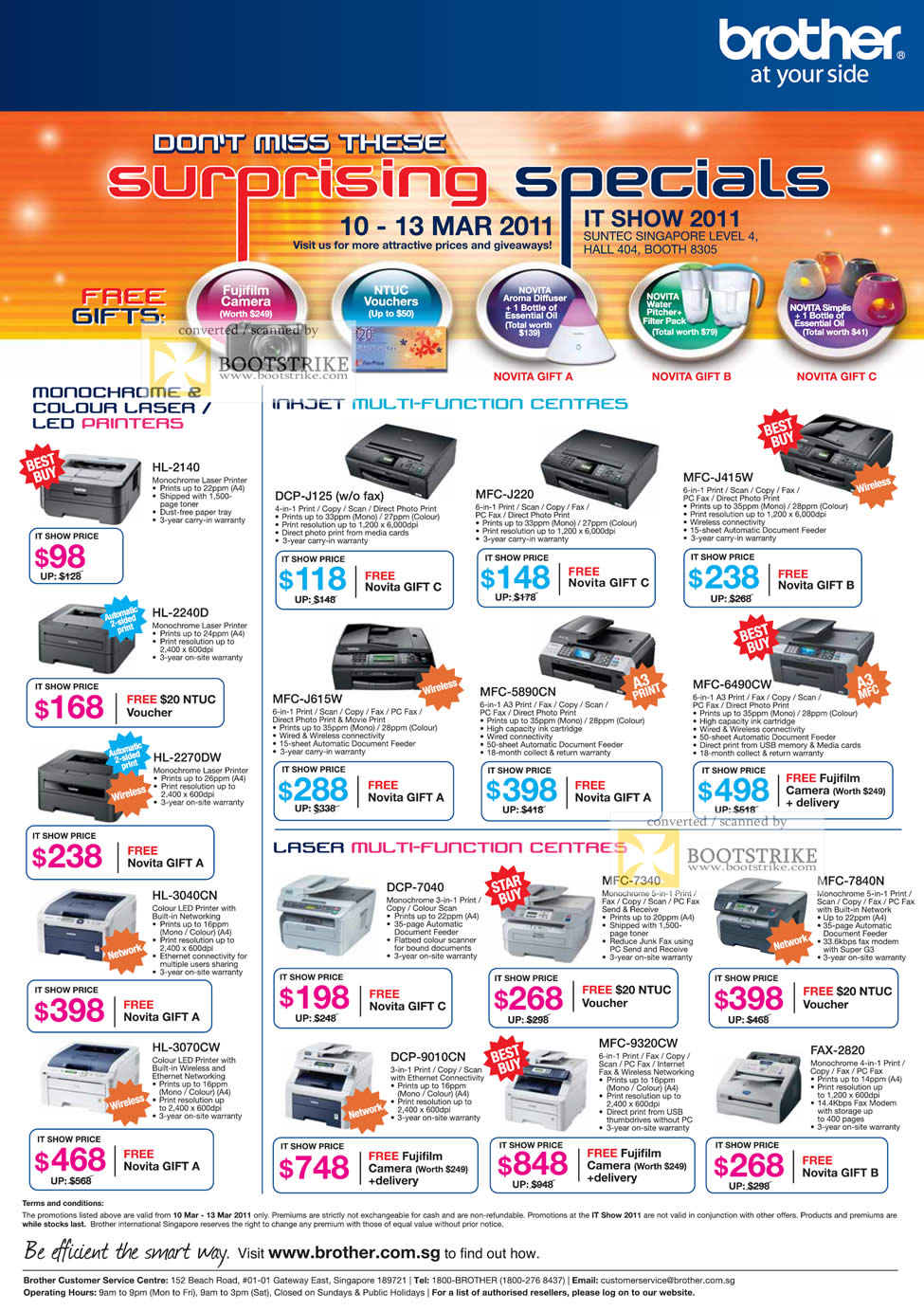 IT Show 2011 price list image brochure of Brother Printers Laser HL-2140 2240D 2270DW 3060CW Inkjet DCP-J125 MFC J220 J615W 5890CN 6490CW DCP 7040 7340 7840N 9010CN 9320CW FAX-2820