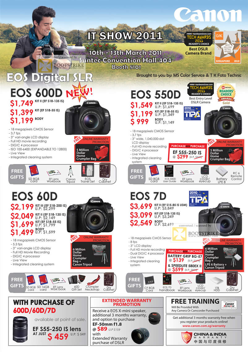 IT Show 2011 price list image brochure of Canon Digital Cameras DSLR EOS 600D 550D 60D 7D 60D