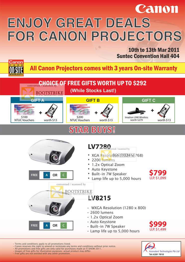 IT Show 2011 price list image brochure of Canon Projectors LV7280 LV8215