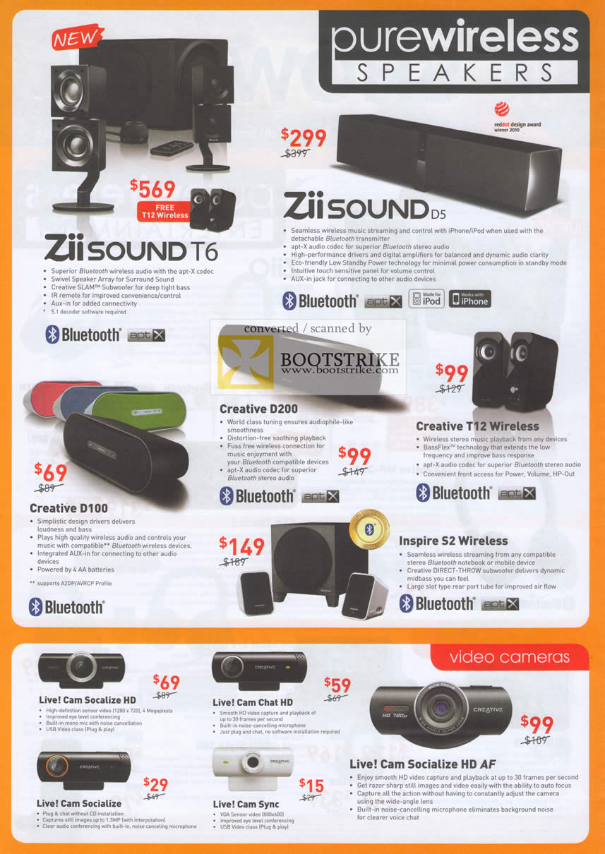 IT Show 2011 price list image brochure of Creative Zii Sound T6 D5 D200 D100 T12 Wireless Inspire S2 Webcam Live Cam Socialize HD Chat HD AF Sync Socialize