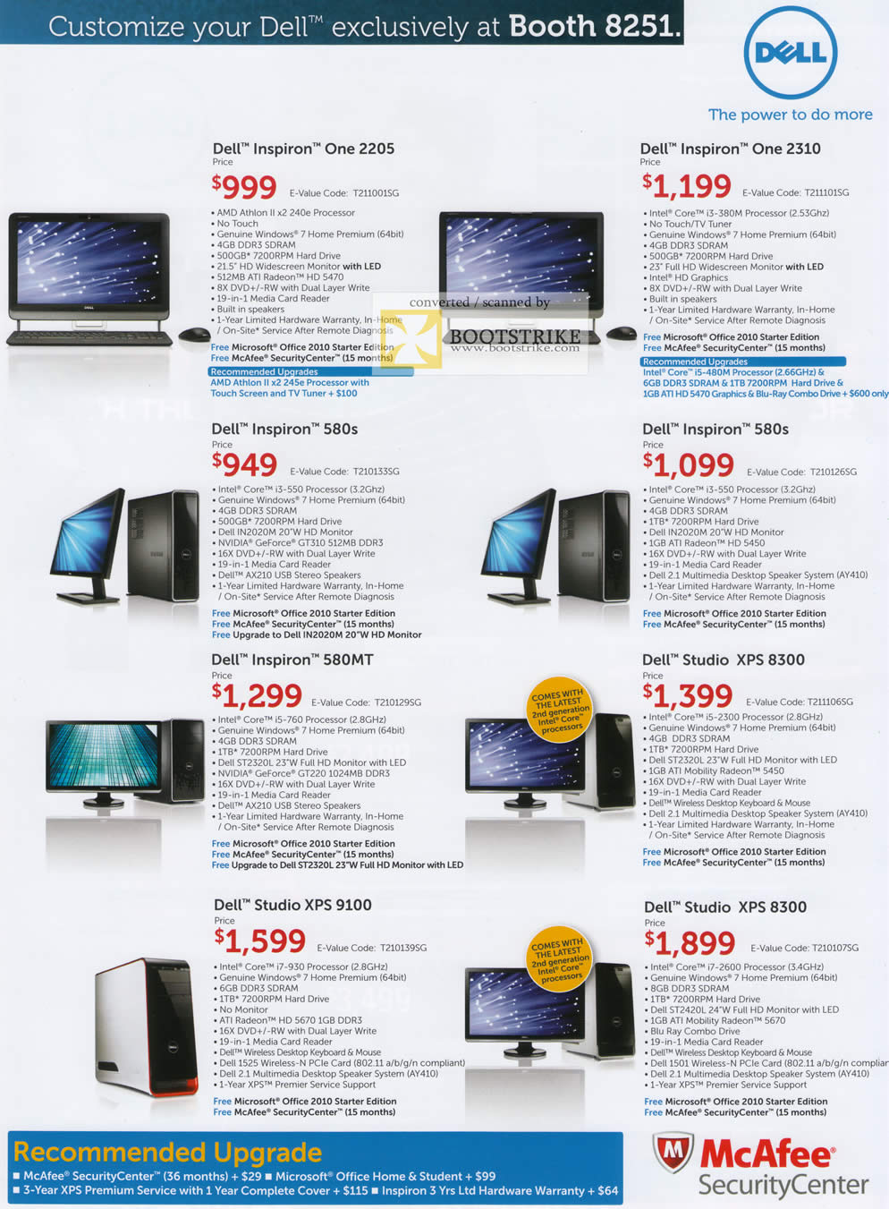 IT Show 2011 price list image brochure of Dell Desktop PC Inspiron One 2205 2310 580s 580MT Studio XPS 8300 XPS 9100 XPS 8300