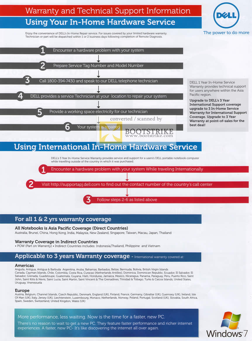 IT Show 2011 price list image brochure of Dell Warranty And Technical Support Procedure International In-Home Hardware Service