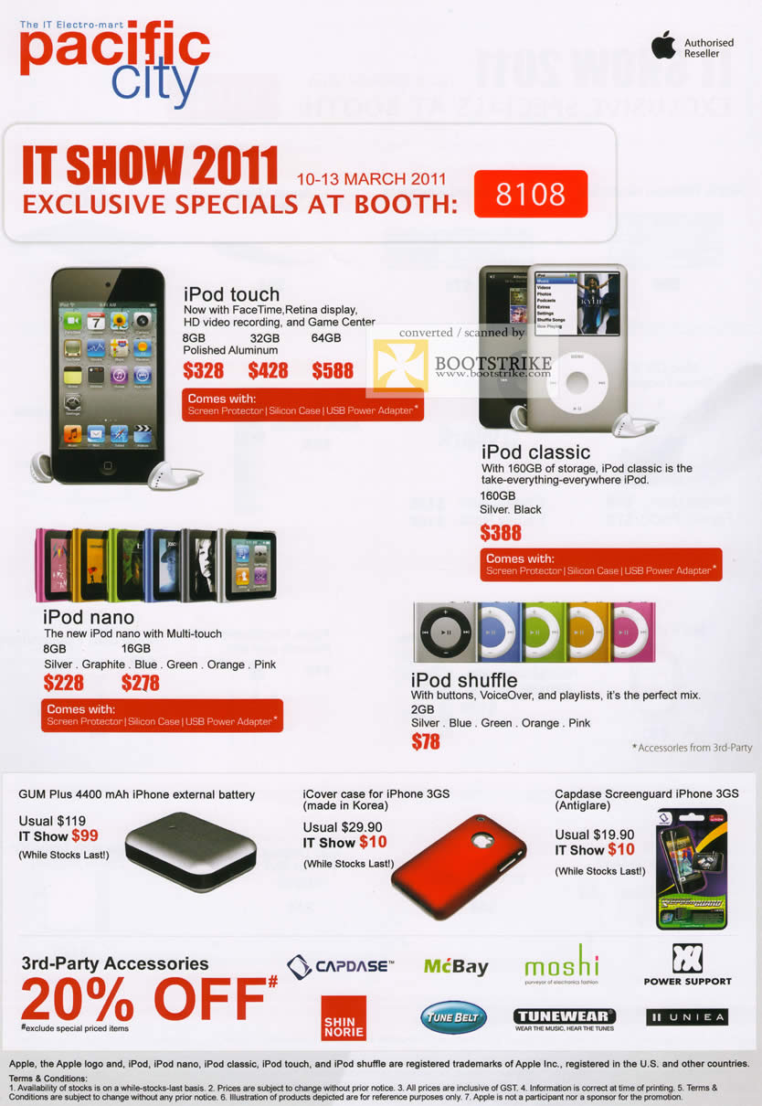 IT Show 2011 price list image brochure of ECS Pacific City Apple IPod Touch Classic Nano Shuffle Cover