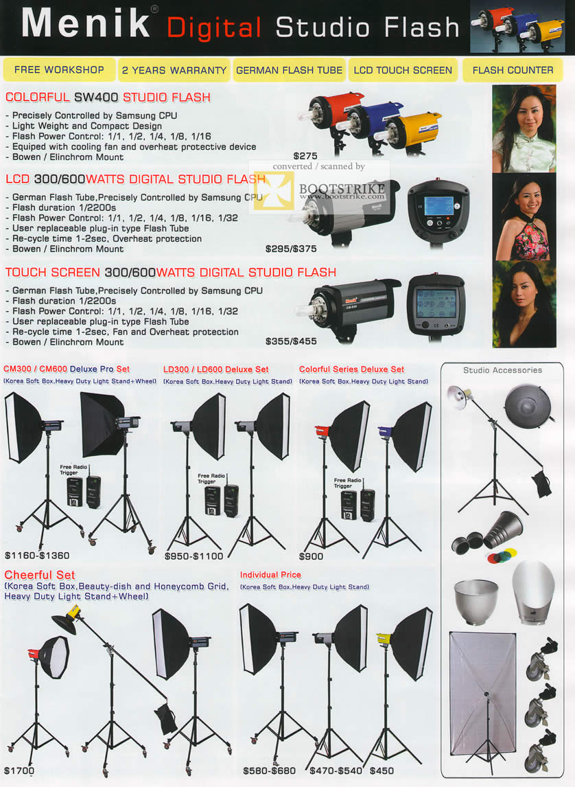 IT Show 2011 price list image brochure of EL Dorado Menik Digital Studio Flash SW400 Colorful Touch Screen CM300 Deluxe Pro Set Cheerful