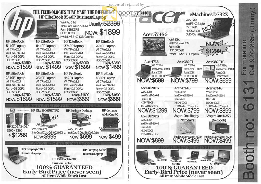 IT Show 2011 price list image brochure of Ecom HP Notebooks Elitebook 8540P 8440P 2740P 2540P 4420s 4230s 8000USDT Z200 Z400 Compaq 6530B 6930p 2230s Acer 5745G 4738 3820T 3820TG