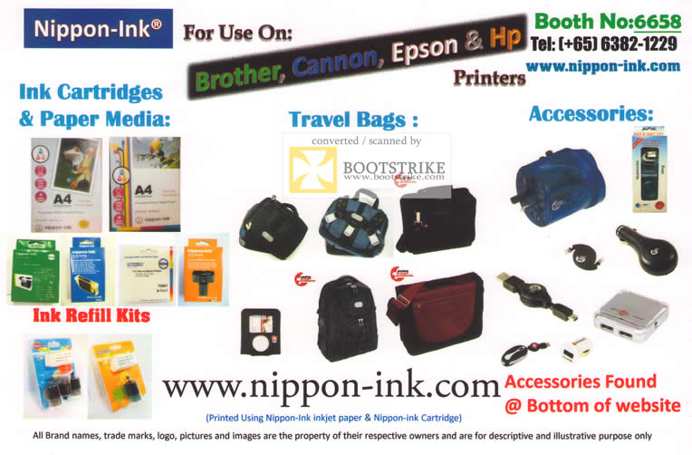 IT Show 2011 price list image brochure of G-Cap Nippon-Ink Ink Cartridges Paper Media Refill Kits Travel Bags Accessories