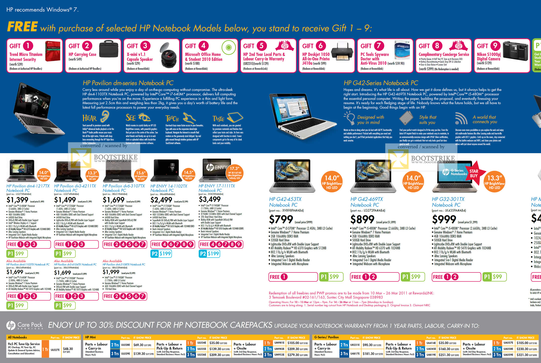 IT Show 2011 price list image brochure of HP Notebooks Pavilion DM4-1217TX DV3-4211TX DV6-3107TX Envy 14-1102TX 17-1111TX G42-469TX G32-301TX