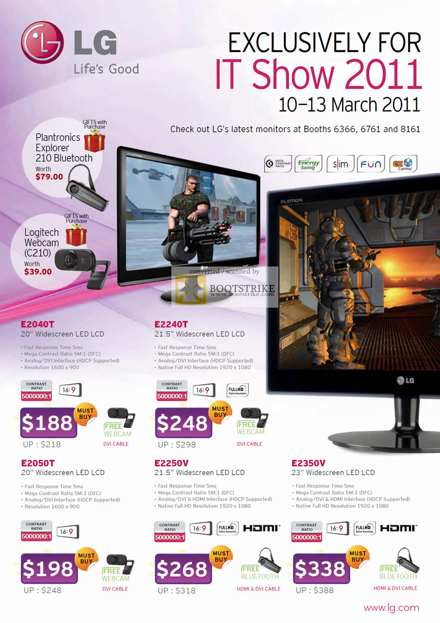 IT Show 2011 price list image brochure of LG LED Monitors E2040T E2240T E2050T E2250V E2350V