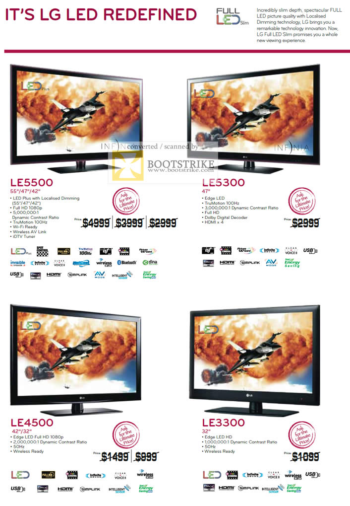 IT Show 2011 price list image brochure of LG LED TV LE5500 LE5300 LE4500 LE3300 Edge LED