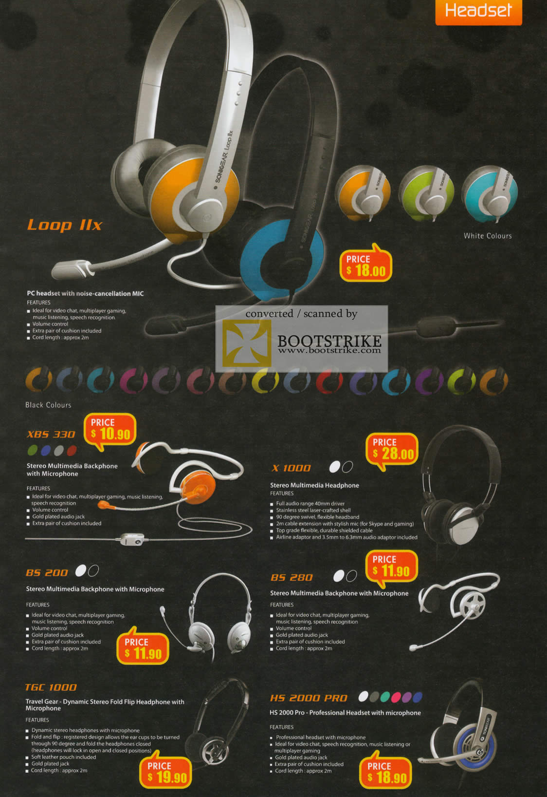 IT Show 2011 price list image brochure of Leapfrog Sonicgear Loop IIx Headset Mic XBS-330 X-1000 BS-200 BS-280 TGC-1000 HS-2000 Pro