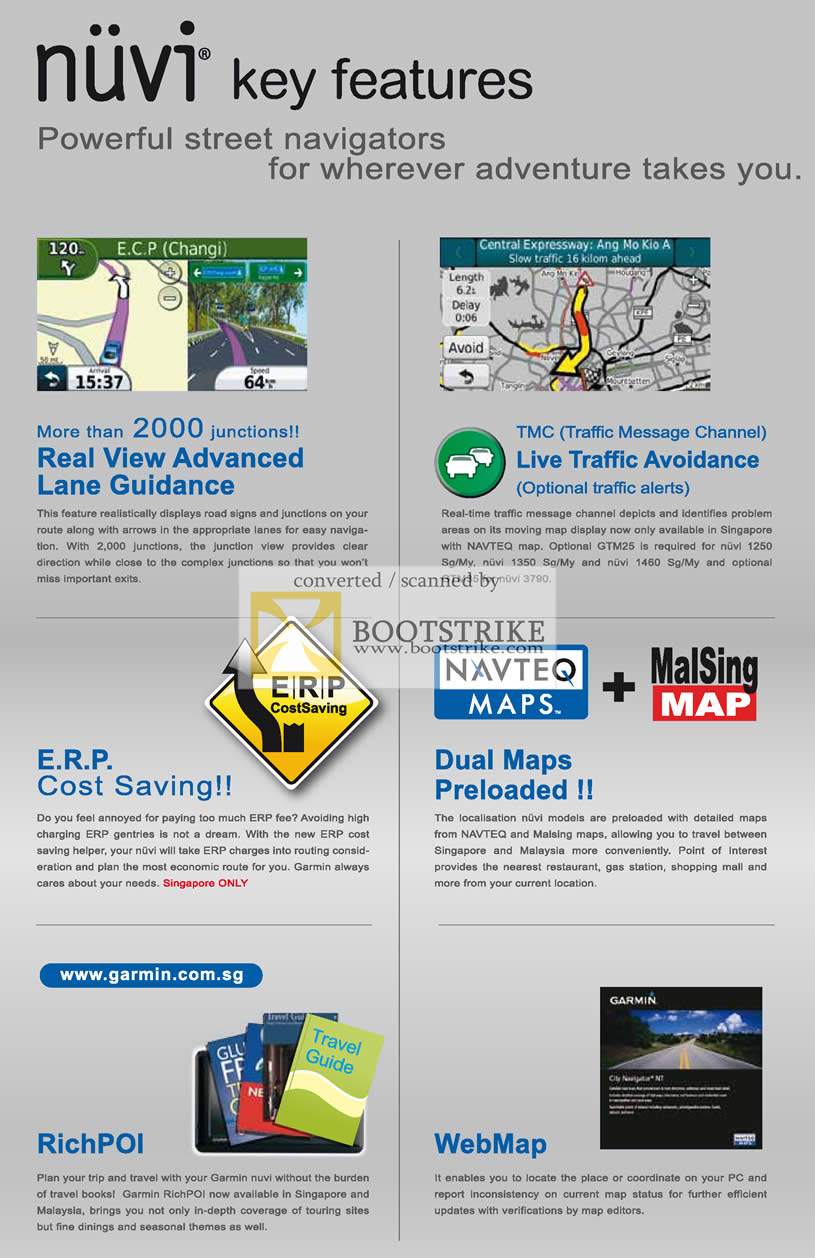 IT Show 2011 price list image brochure of Navicom Garmin GPS Nuvi Key Features ERP Real View Lane Guidance TMC WebMap RichPOI