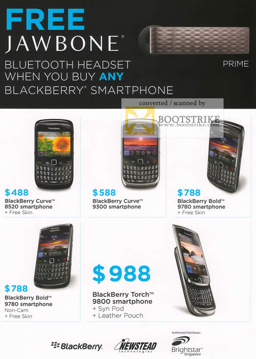 IT Show 2011 price list image brochure of Newstead Blackberry Smartphones Curve 8520 9300 Bold 9780 Torch 9800