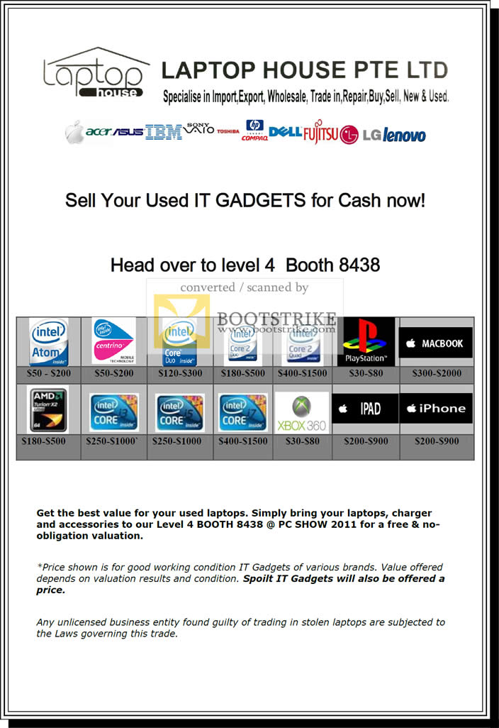 IT Show 2011 price list image brochure of Newstead Laptop House Sell Notebooks Used IT Gadgets