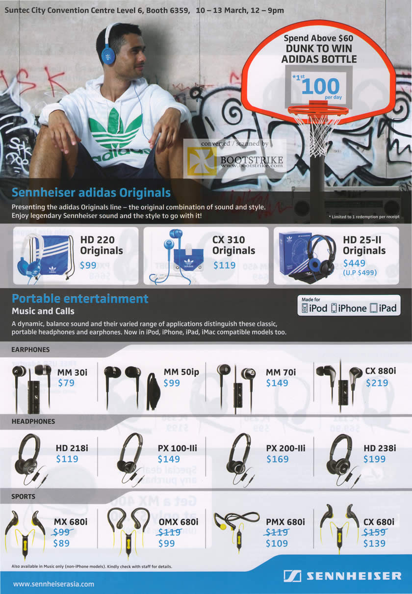 IT Show 2011 price list image brochure of Pan Trade Sennheiser Adidas HD 220 CX310 25-II Earphones MM 30I 50IP 70I CX880I 218I PX100-LLI PX200-LLI 238I MX 680I OMX 680I PMX 680I