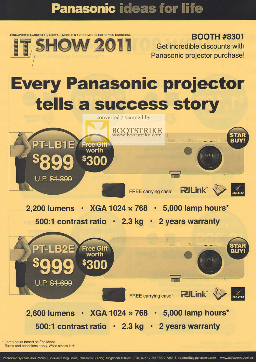 IT Show 2011 price list image brochure of Panasonic Projectors PT-LB1E PT-LB2E