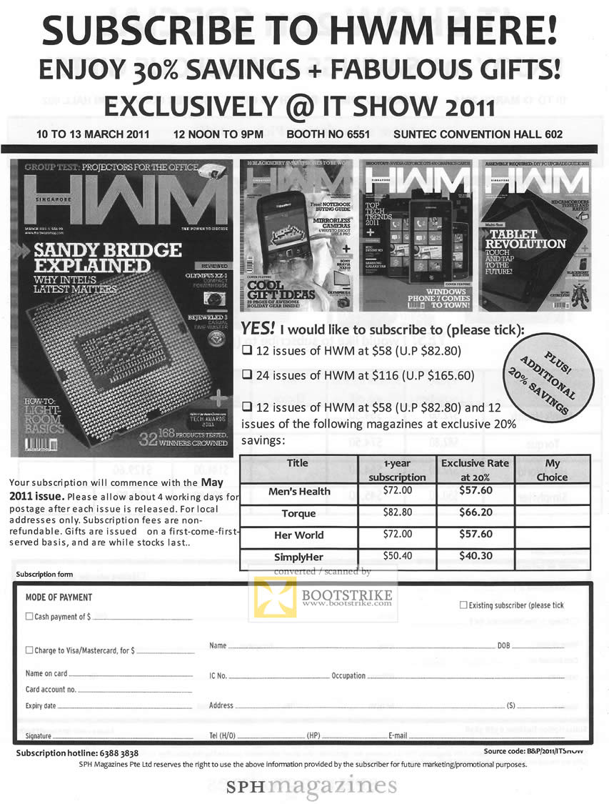 IT Show 2011 price list image brochure of SPH Magazines HWM HardwareMag Subscription