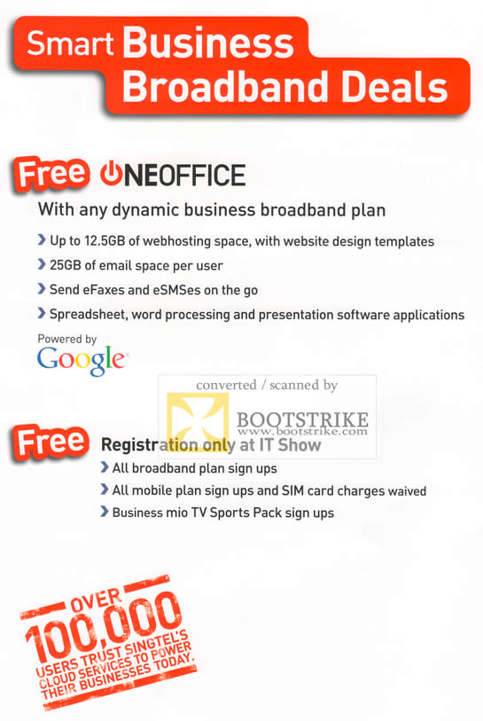 IT Show 2011 price list image brochure of Singtel Business Broadband Free Oneoffice