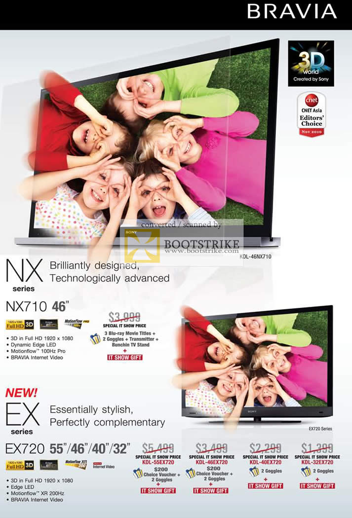 IT Show 2011 price list image brochure of Sony Bravia TV NX NX710 EX EX720 Edge LED