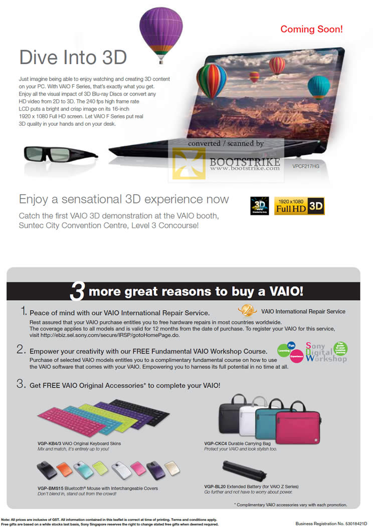 IT Show 2011 price list image brochure of Sony Notebooks Dive Into 3D 3 Great Reasons To Buy Vaio