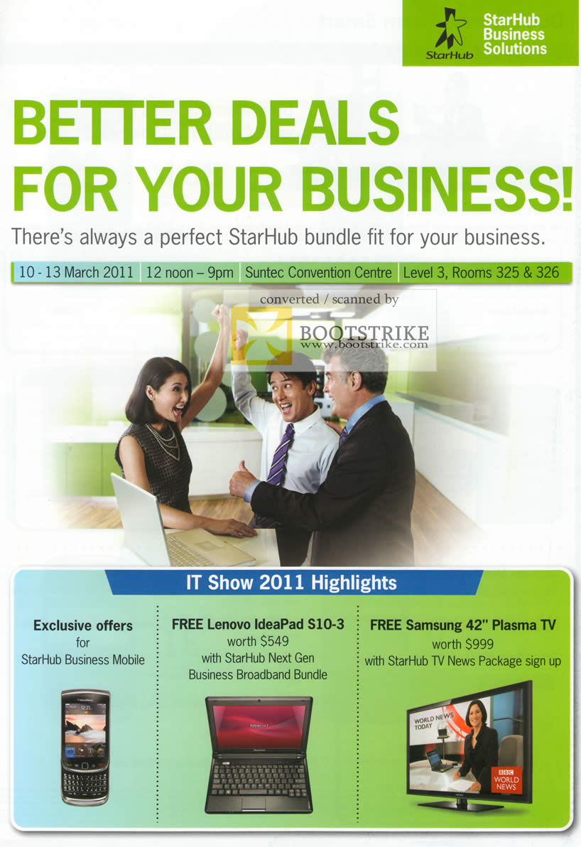 IT Show 2011 price list image brochure of Starhub Business Lenovo Ideapad S10-3 Samsung Plasma TV