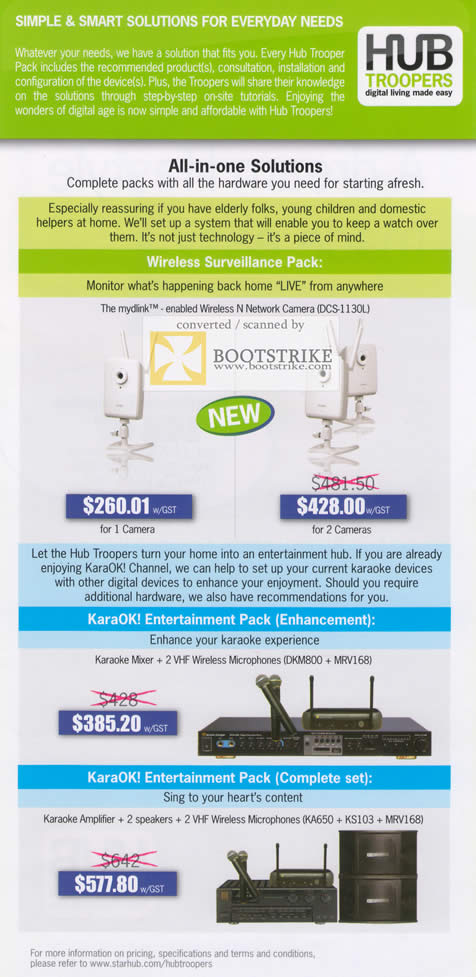 IT Show 2011 price list image brochure of Starhub Hub Troopers Wireless Surveilliance Pack DCS-1130U IPCam KaraOK VHF Mydlink