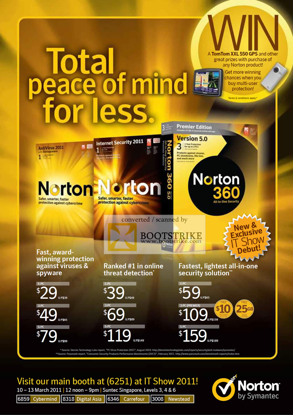 IT Show 2011 price list image brochure of Symantec Norton AntiVirus 2011 Internet Security Norton 360 Version 5