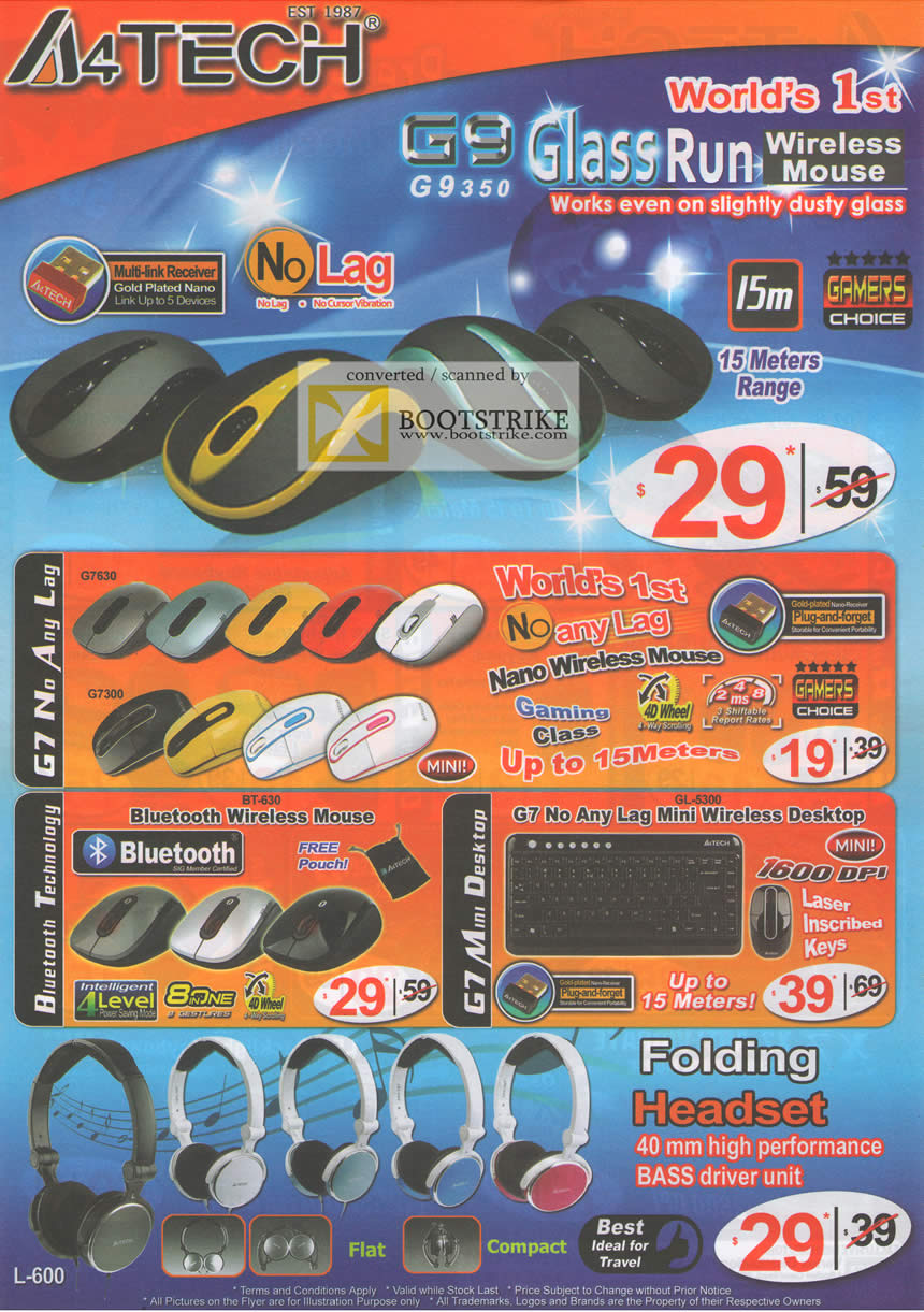 IT Show 2011 price list image brochure of Vertex A4Tech G9 G9350 GlassRun G7 G7630 G7300 Keyboard GL-5300 Headset L-600