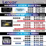 Lexar Flash Memory Memory Stick Duo Pro UDMA CF CompactFlash Platinum II 100x SDHC