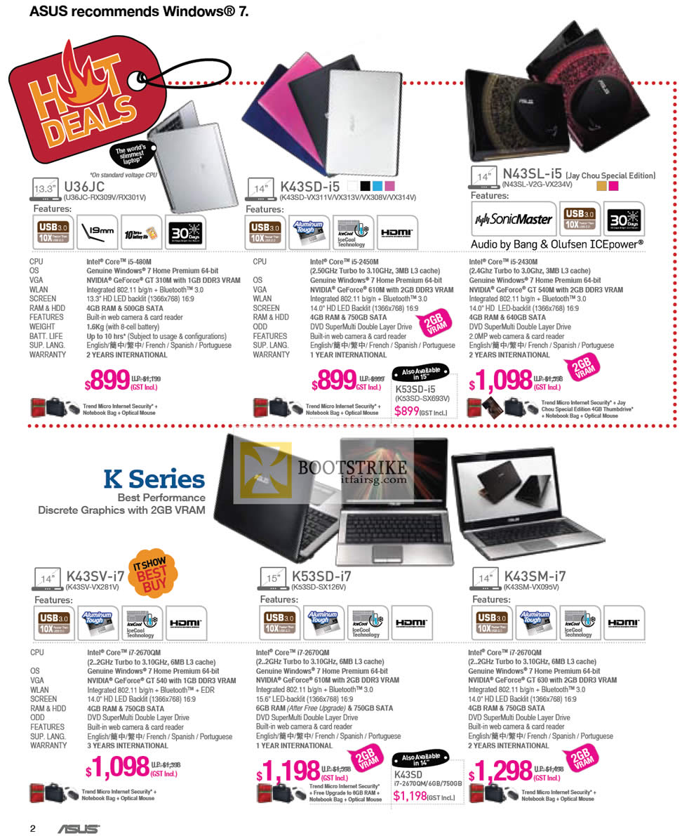 IT SHOW 2012 price list image brochure of ASUS Notebooks U36JC-RX309V RX301V, K43SD VX311V VX313V VX308V VX314V, N43SL-V2G-VX234V Jay Chou, K42SV-VX281V, K53SD-SX126V, K43SM-VX095V