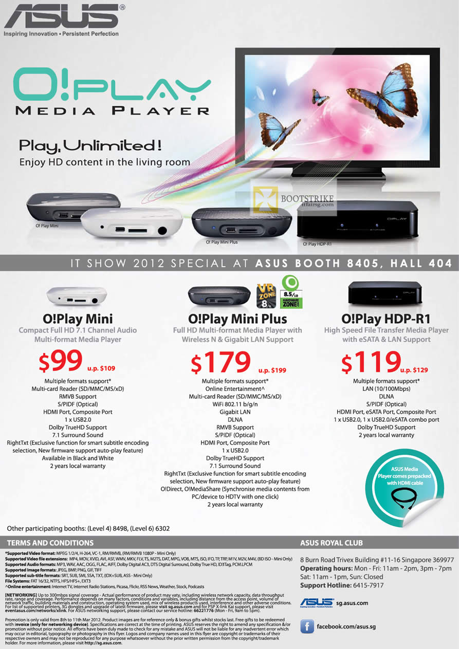 IT SHOW 2012 price list image brochure of ASUS O Play Media Player, O Play Mini, O Play Mini Plus, O Play HDP-R1