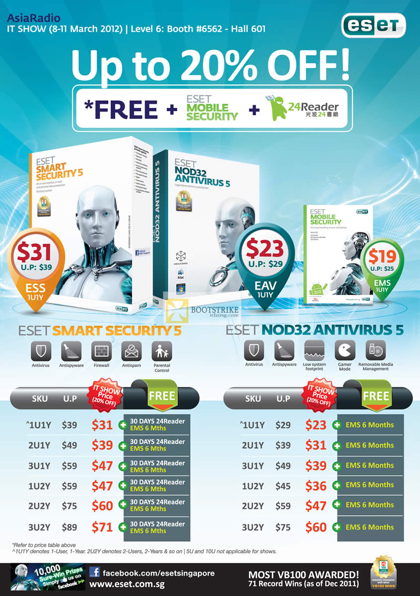 IT SHOW 2012 price list image brochure of Asia Radio Eset Smart Security 5, NOD32 Antivirus 5